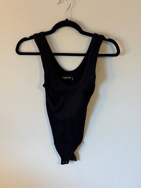 Abercrombie & Fitch Black Ribbed Scoop-Neck Bodysuit